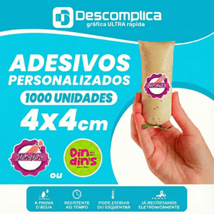 1000 ETIQUETAS ADESIVAS 4x4 CM PERSONALIZADAS COM SUA LOGO VINIL ADESIVO 4x4 4X0  CORTE PERSONALIZADO ESCOLHA ENTRE BRILHO OU FOSCO