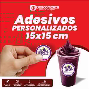 ETIQUETAS ADESIVAS 15x15 CM PERSONALIZADAS COM SUA LOGO VINIL ADESIVO 15x15 4X0  CORTE PERSONALIZADO ESCOLHA ENTRE BRILHO OU FOSCO