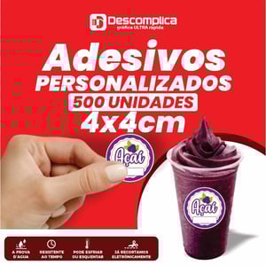 500 ETIQUETAS ADESIVAS 4X4 CM PERSONALIZADAS COM SUA LOGO VINIL ADESIVO 4x4 4X0  CORTE PERSONALIZADO ESCOLHA ENTRE BRILHO OU FOSCO