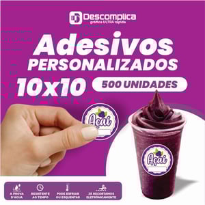 500 ETIQUETAS ADESIVAS 10x10 CM PERSONALIZADAS COM SUA LOGO VINIL ADESIVO 10x10 4X0  CORTE PERSONALIZADO ESCOLHA ENTRE BRILHO OU FOSCO