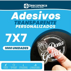 1.000 ETIQUETAS ADESIVAS TRANSPARENTE 7x7 CM PERSONALIZADAS COM SUA LOGO VINIL ADESIVO 7x7 4X0  CORTE PERSONALIZADO ESCOLHA ENTRE BRILHO OU FOSCO