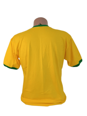Camiseta Infantil Amarela com gola e manga Verde Personalizada