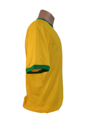 Camiseta Infantil Amarela com gola e manga Verde Personalizada