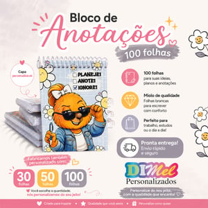 Bloco de Anotações 100fls Aspiral Capa 230g  Personalizada