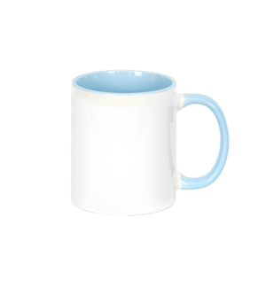 Caneca de Cerâmica Branca com Alça e Interior colorido 320 ml Personalizada