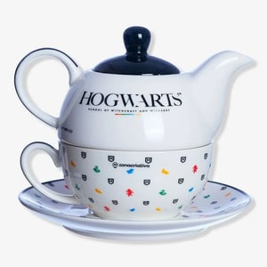 Bule 2 em 1 Harry Potter - Hogwarts Cerâmica     Contém: 1 Bulê 410ml, 1 xícara 260ml e 1 pires 16,5cm circunferencia.