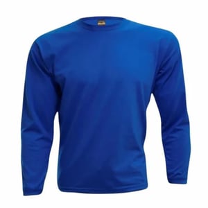 Camiseta Poliviscose Manga Longa Azul Royal Personalizada Poliviscose Camiseta Unisex   tradicional Adulto