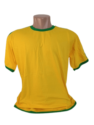 Camiseta Infantil Amarela 2 listras Verde Personalizada