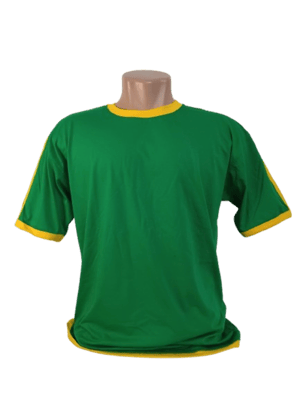 Camiseta Verde 2 listras Amarela Personalizada
