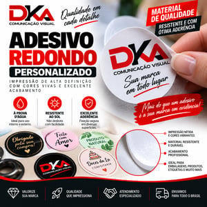 Adesivo Redondo Personalizado 5x5 cm em Vinil Branco