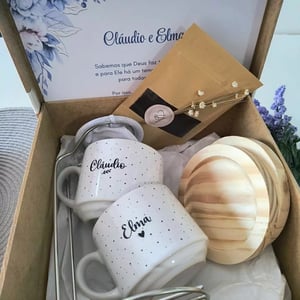 Caixa Convite Casamento Padrinhos com mini coador