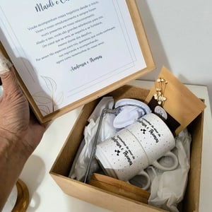 Caixa Convite Casamento Padrinhos com mini coador