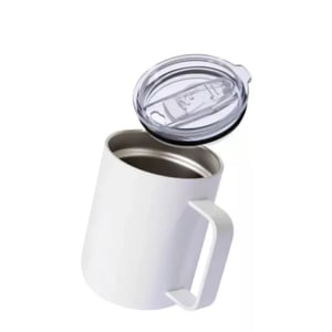 Caneca térmica personalizada inox Branco com tampa