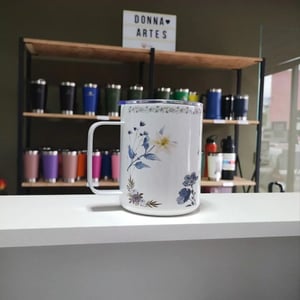Caneca térmica personalizada inox Branco com tampa