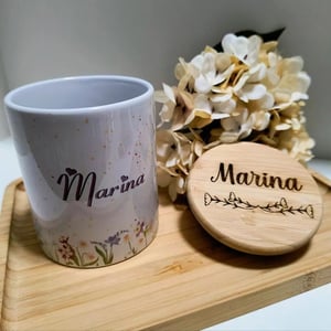Canecas com tampas de bambu personalizadas