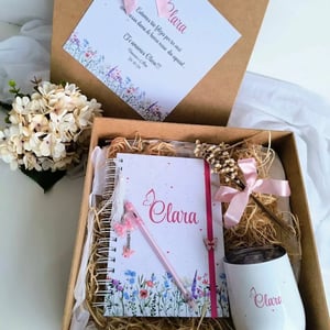 Kit caderno + copo com tampa personalizados