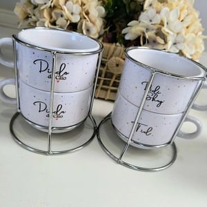 Torre com 2 xícaras personalizados