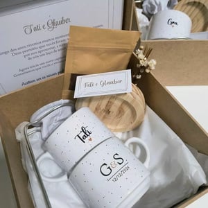 Caixa Convite Casamento Padrinhos com mini coador MDF 18x18cm    