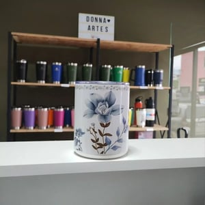 Caneca térmica personalizada inox Branco com tampa Inox 370ml Colorida Alumínio Personalizado 