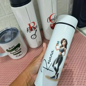 Garrafa Inox térmica parede dupla com infusor personalizada Inox 400ml Colorida Térmico Personalizado 