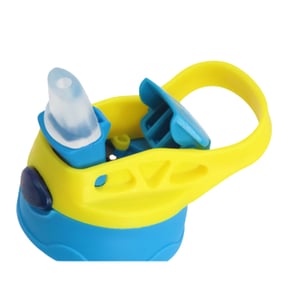 Squeeze de Alumínio Branco Infantil Tampa Azul e Amarelo Personalizado