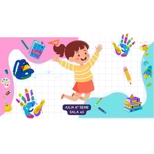 Squeeze de Alumínio Branco Infantil Tampa Azul e Rosa Personalizado