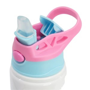 Squeeze de Alumínio Branco Infantil Tampa Azul e Rosa Personalizado