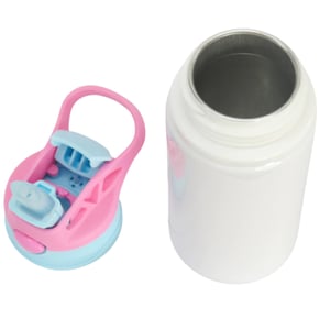 Squeeze de Alumínio Branco Infantil Tampa Azul e Rosa Personalizado
