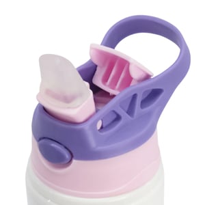 Squeeze de Alumínio Branco Infantil Tampa Rosa e Roxo Personalizado