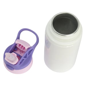 Squeeze de Alumínio Branco Infantil Tampa Rosa e Roxo Personalizado
