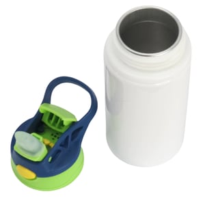 Squeeze de Alumínio Branco Infantil Tampa Verde e Azul Personalizado
