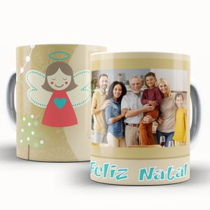 Caneca Personalizada com Uma Foto - Feliz Natal Caneca de Cerâmica 325ml Área de Impressão = 20 x 9,5cm    Após concluir o pagamento, clique em preencher formulário para anexar seu arquivo ou escrever seu texto