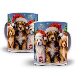 Caneca Personalizada Pronta Cachorros Caneca de Cerâmica 325ml Área de Impressão = 20 x 9,5cm    