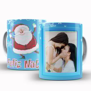Caneca Personalizada com Uma Foto - Feliz Natal Noel Caneca de Cerâmica 325ml Área de Impressão = 20 x 9,5cm    Após concluir o pagamento, clique em preencher formulário para anexar seu arquivo ou escrever seu texto