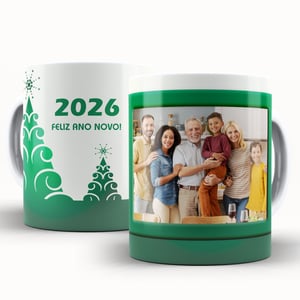 Caneca Personalizada com Uma Foto - Feliz 2026 Caneca de Cerâmica 325ml Área de Impressão = 20 x 9,5cm    Após concluir o pagamento, clique em preencher formulário para anexar seu arquivo ou escrever seu texto
