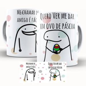 Caneca Personalizada Páscoa Flork Divertido Ovo de Páscoa Caneca de Cerâmica 325ml Área de Impressão = 20 x 9,5cm    