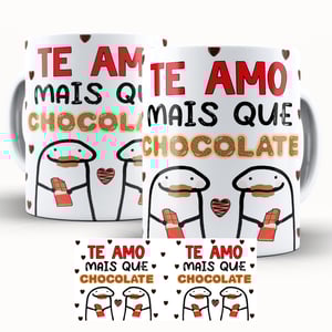 Caneca Personalizada Páscoa Flork Divertido Amo Mais Que Chocolate Caneca de Cerâmica 325ml Área de Impressão = 20 x 9,5cm    