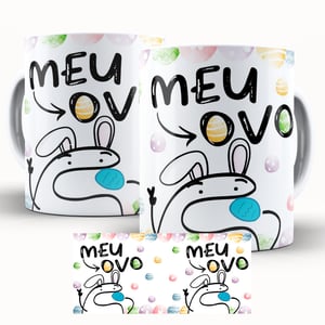 Caneca Personalizada Páscoa Flork Divertido Meu Ovo 2 Caneca de Cerâmica 325ml Área de Impressão = 20 x 9,5cm    