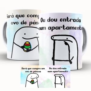 Caneca Personalizada Páscoa Flork Divertido Será que Compro Caneca de Cerâmica 325ml Área de Impressão = 20 x 9,5cm    
