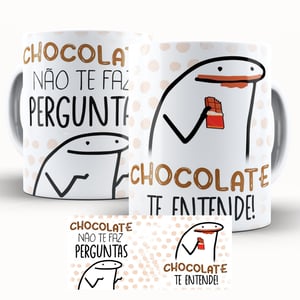 Caneca Personalizada Páscoa Flork Divertido Chocolate Te Entende Caneca de Cerâmica 325ml Área de Impressão = 20 x 9,5cm    