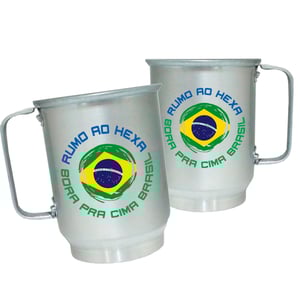 Caneca de Alumínio Personalizada - Rumo ao Hexa Caneca de Alumínio 600ml Área de Impressão = 20 x 9,5cm    