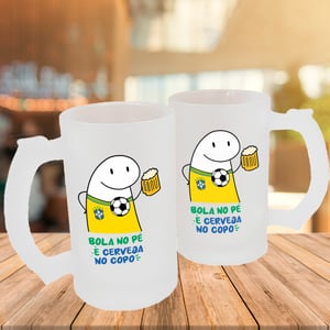 Caneca de Vidro Jateado Personalizada - Bola no Pé Caneca de Vidro Jateado 475ml Área de Impressão = 20 x 9,5cm    