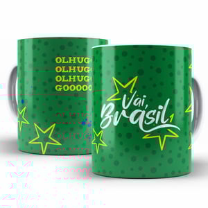 Caneca de Cerâmica Personalizada - Vai Brasil Caneca de Cerâmica 325ml Área de Impressão = 20 x 9,5cm    