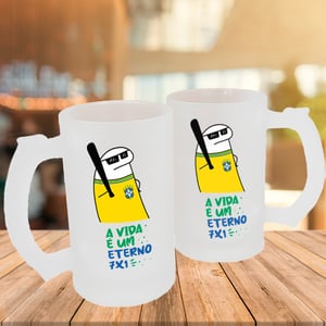 Caneca de Vidro Jateado Personalizada - Eterno 7x1 Caneca de Vidro Jateado 475ml Área de Impressão = 20 x 9,5cm    