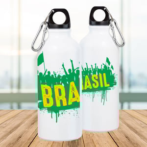 Squeeze Branco de Alumínio Personalizado - Brasil Alumínio Área de Impressão = 18(L) x 9(A)cm    