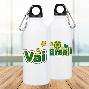 Squeeze Branco de Alumínio Personalizado - Vai Brasil Alumínio Área de Impressão = 18(L) x 9(A)cm    