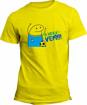 Camiseta Amarela Unissex Personalizada Pronta - O Hexa Vem