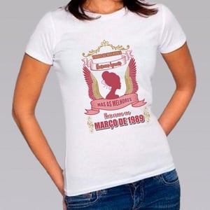 Baby Look Personalizada Branca - Básica Malha PP 100% Poliéster Estampa Colorida A4  Sublimação  