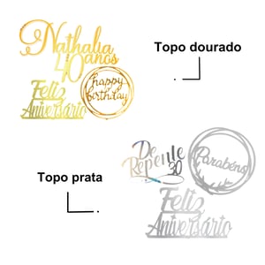 Topo de Bolo - Dourado/Prata