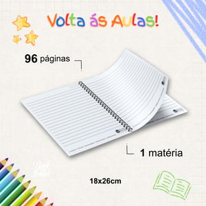Caderno Escolar - 1 matéria com 96 folhas